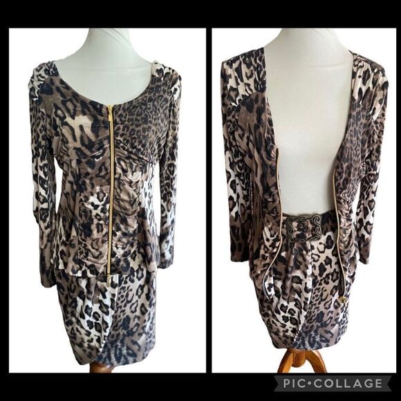 Chic Leopard Print Two-Piece Skirt Set | NWOT Size Medium - Picture 1 of 12